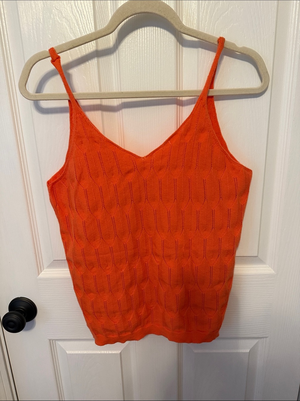 Orange V-Neck Knit Cami Tank Top - Women
